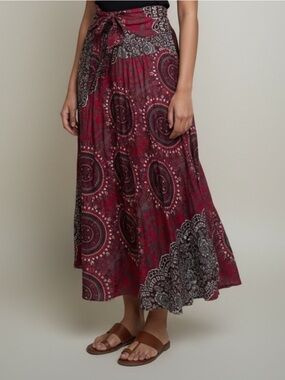 Banjamath Boho Medallion Print  Maxi Skirt
